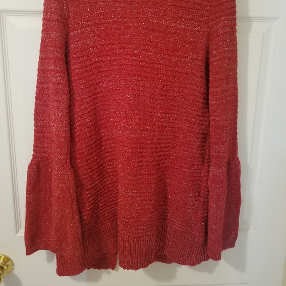 Allison Brittney Cardigan NWOT Small Red Shimmer - Picture 6 of 6